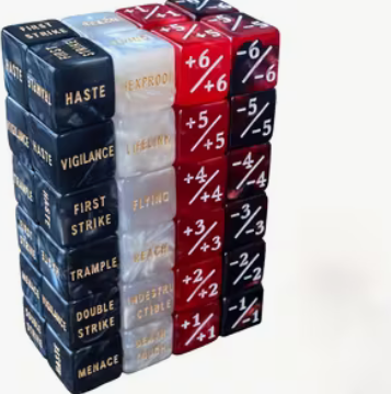 48 MTG Würfel Zähler Set - Acryl Counter Für Magic The Gathering Mit Samtbeutel