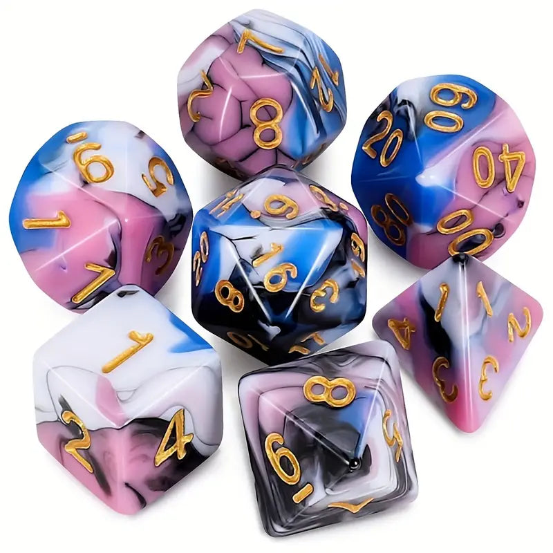 Magic Gum inkl. Würfelbeutel | 7 teilig Würfelset