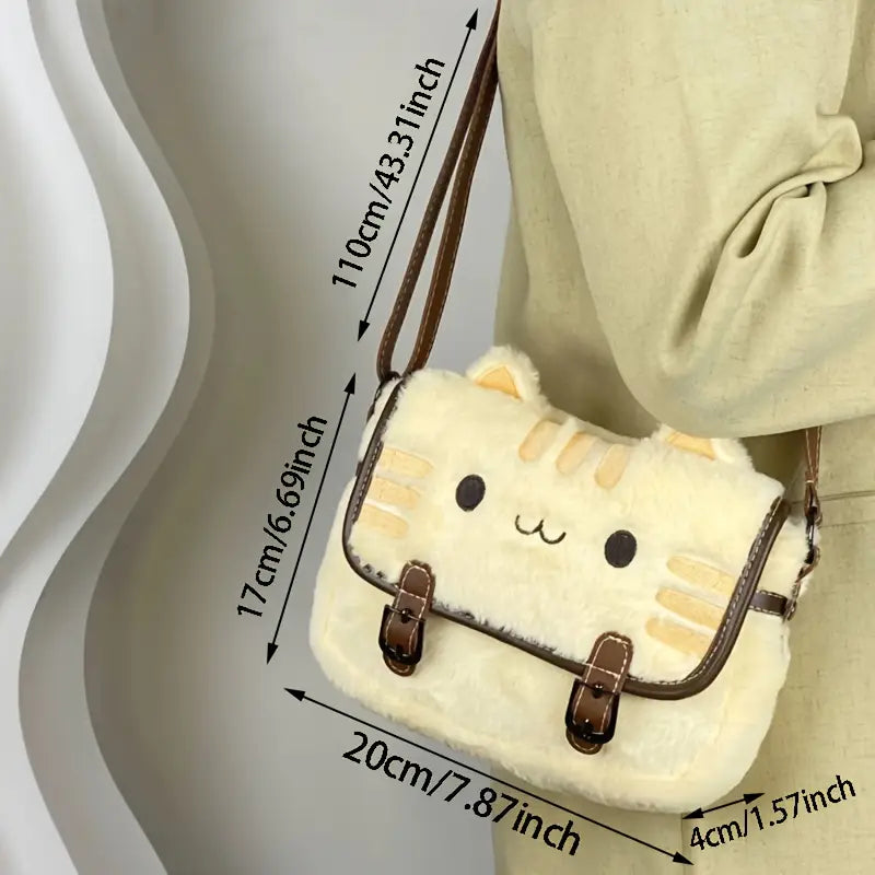 Plüsch Katzen Umhängetasche | Tasche mit Stick