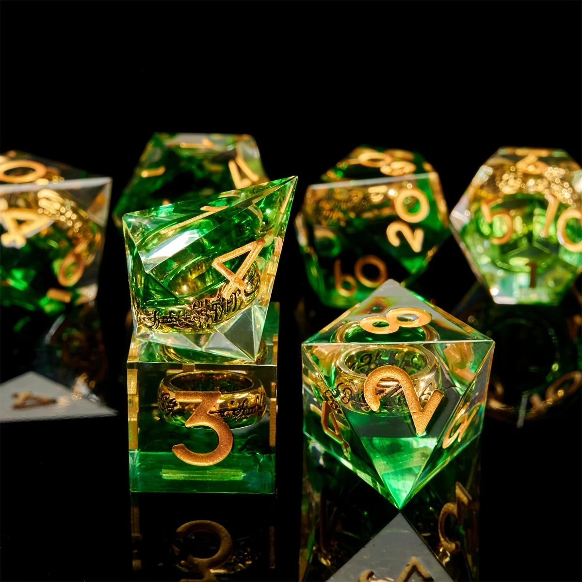 Der eine Ring | 7 teiliges Würfelset | Grün