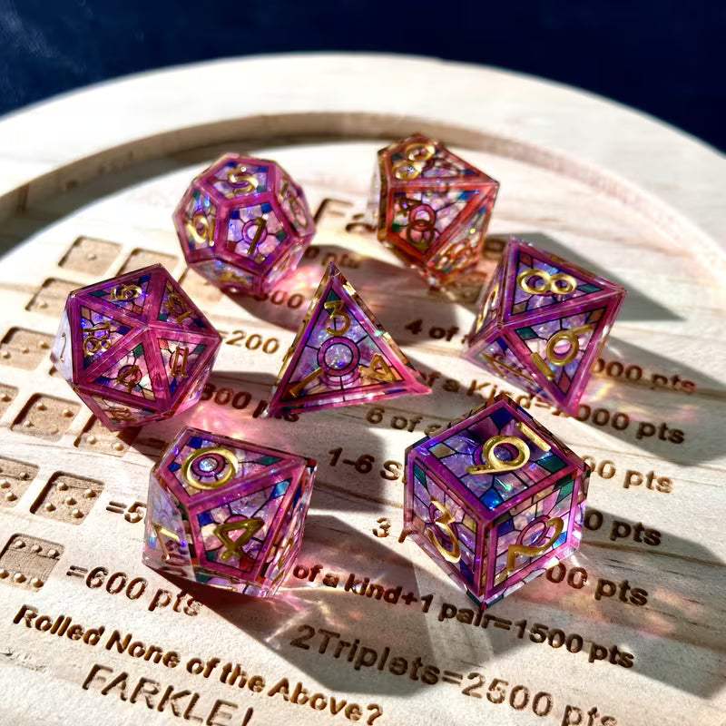 Chroma Crystal Violet | 7-teiliges Würfelset mit Würfelbeutel