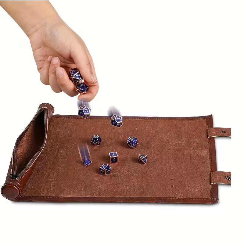 Dicetray Rolle mit Würfelfach | Würfelbox Braun PU Leder