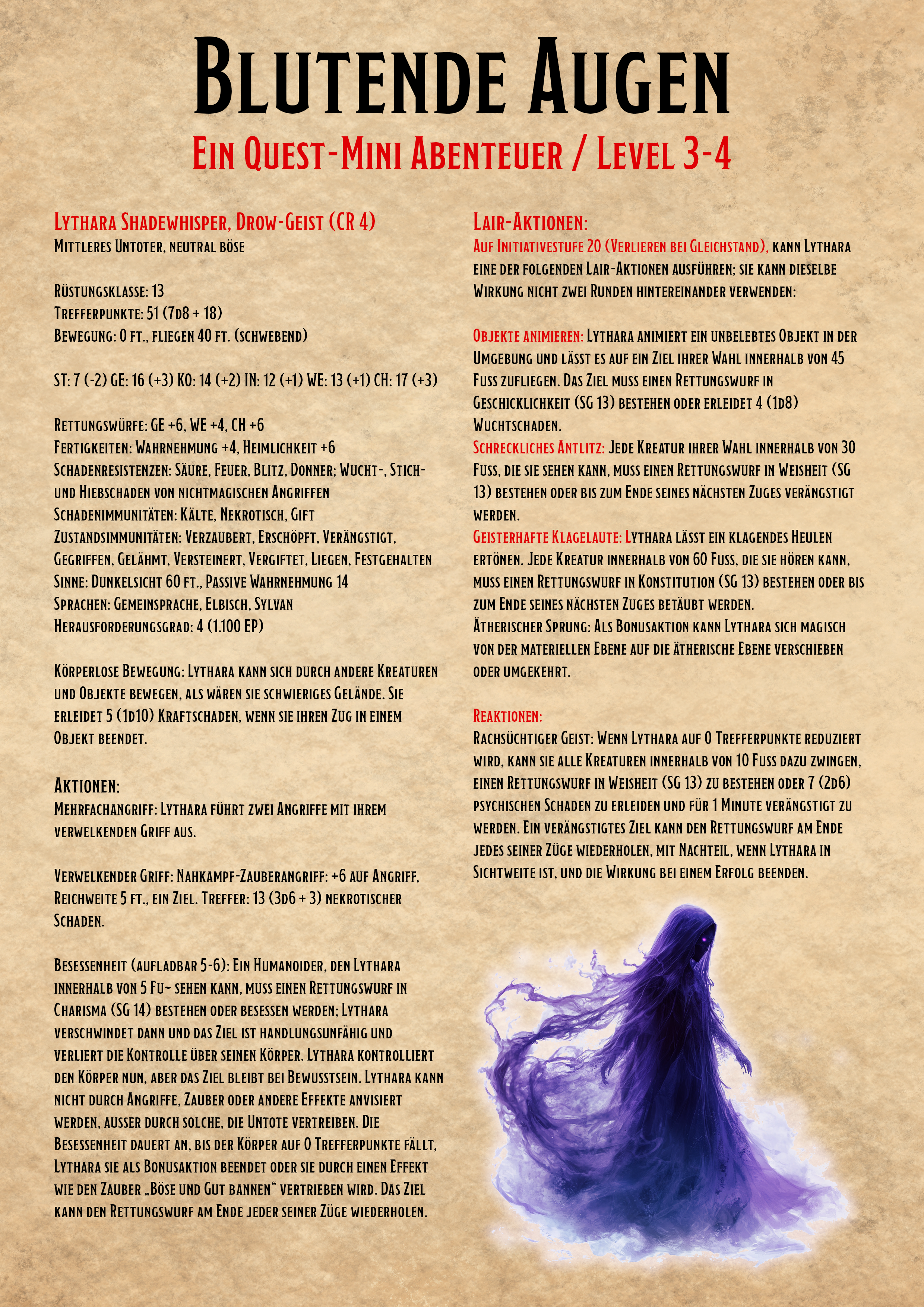 Quest Oneshot Abenteuer: "Blutende Augen" | 5e