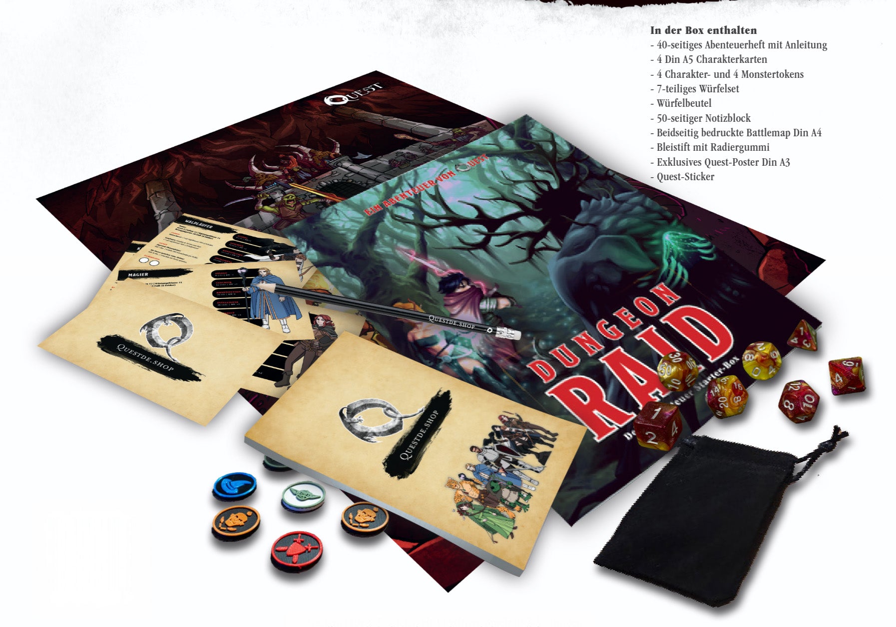 QUEST "DUNGEON RAID" Starterbox | Pen&Paper 5E für Anfänger