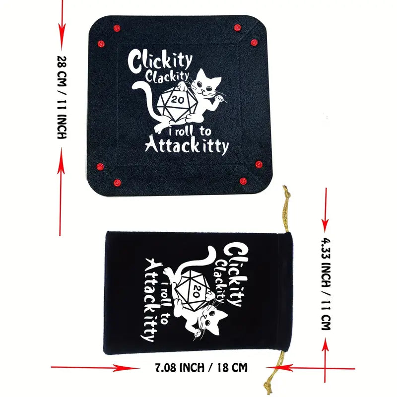 Clickity Kitty Würfelbox mit XXL Würfelbeutel | Dicetray
