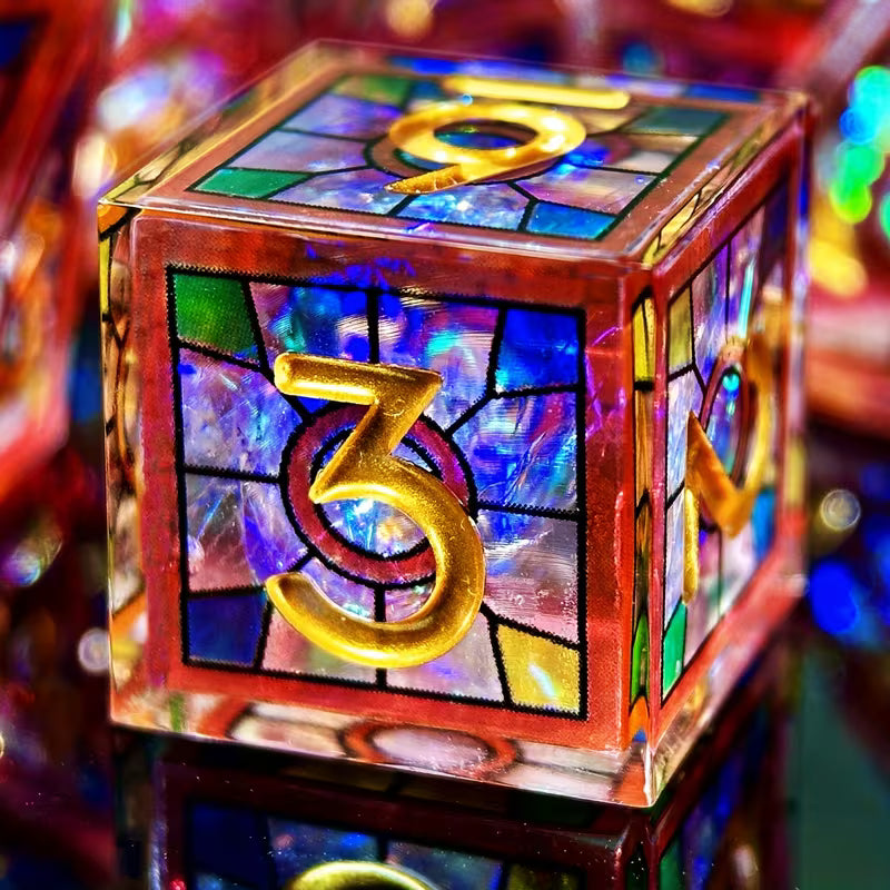 Chroma Crystal Red | 7-teiliges Würfelset mit Würfelbeutel