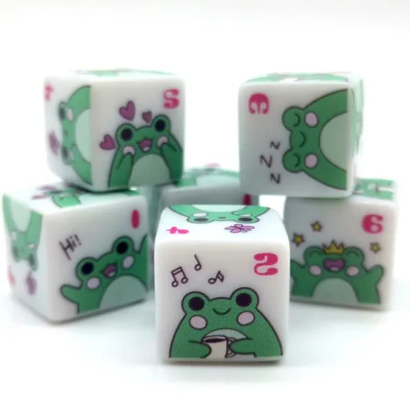 Frog D6 Set - Blau | 6x Frosch Würfelset | Dice