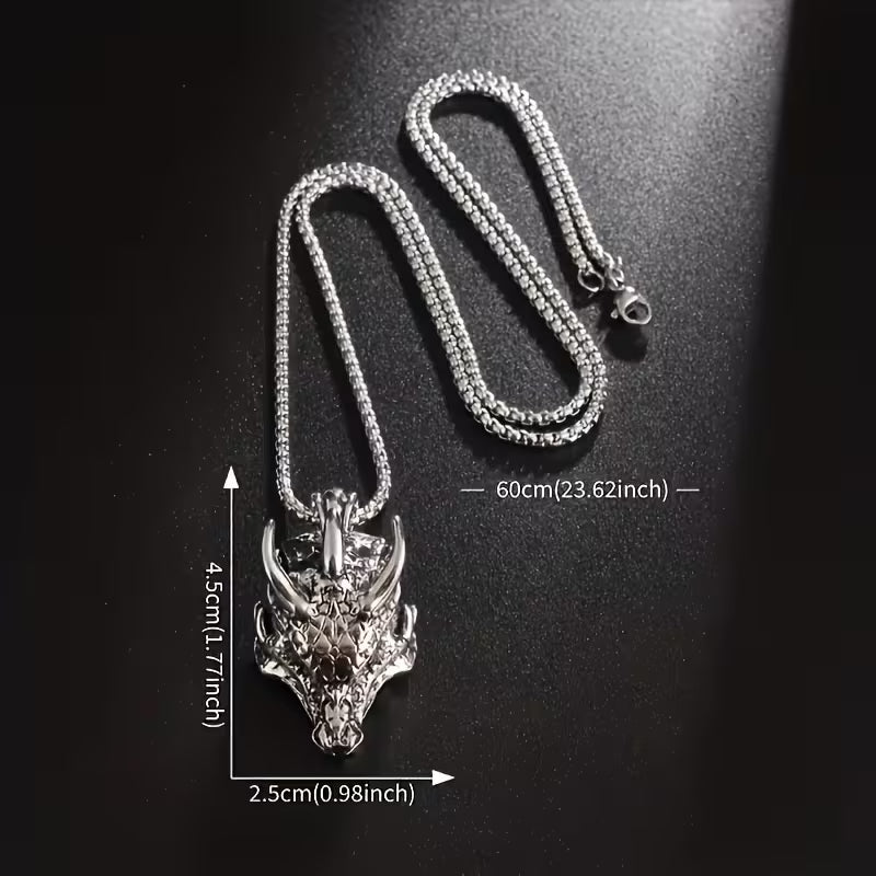 Drachenkopf Metall Kette | Silber