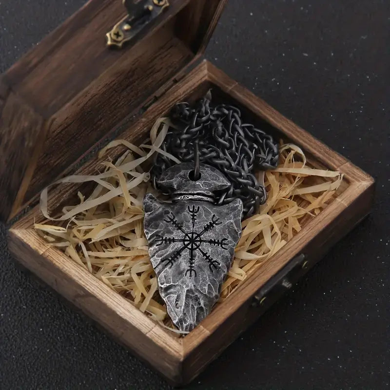 Runenstein Pfeilspitzen Kette | Halskette Anthrazit