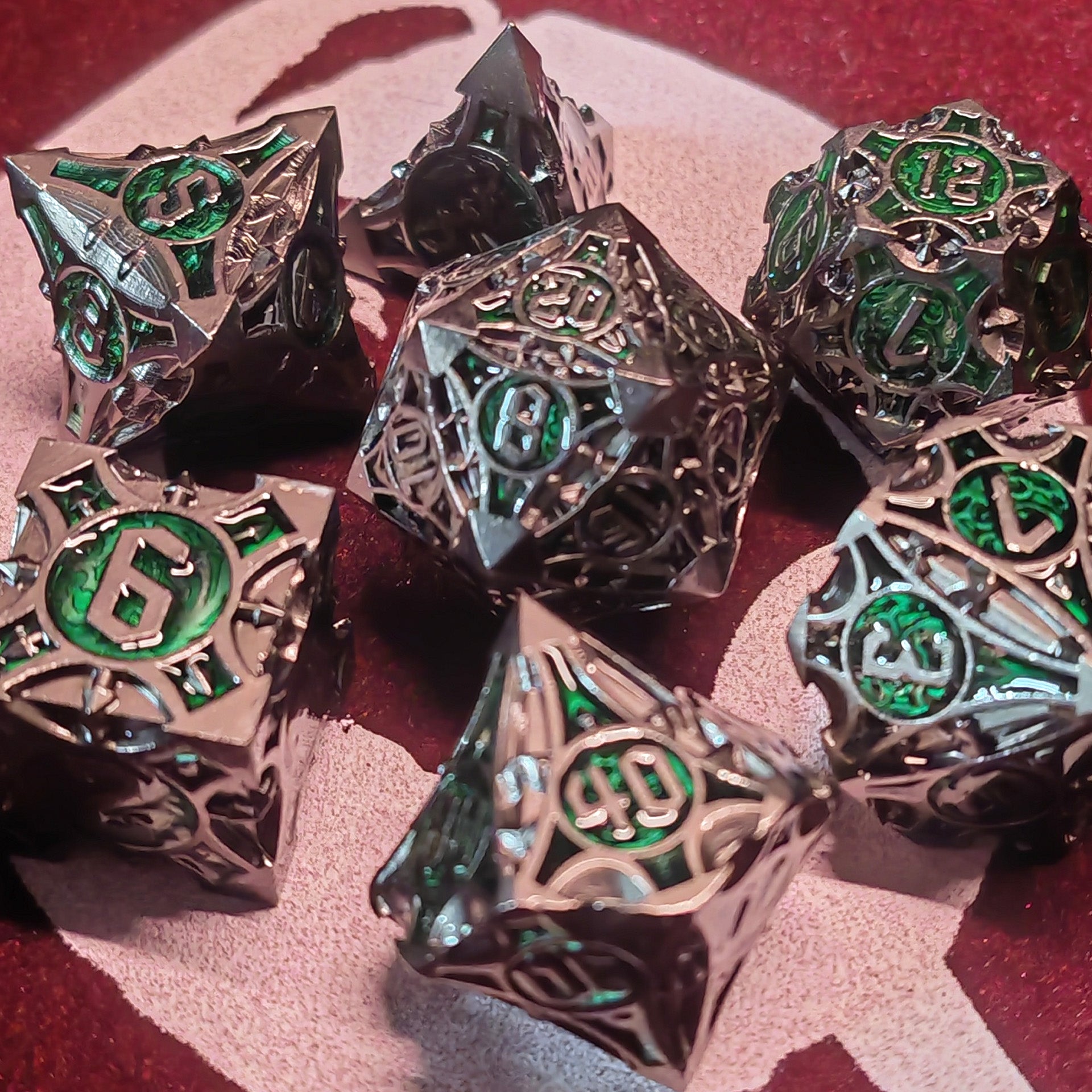 Magic Snake Metallwürfel Grün | Set 7-Teilig