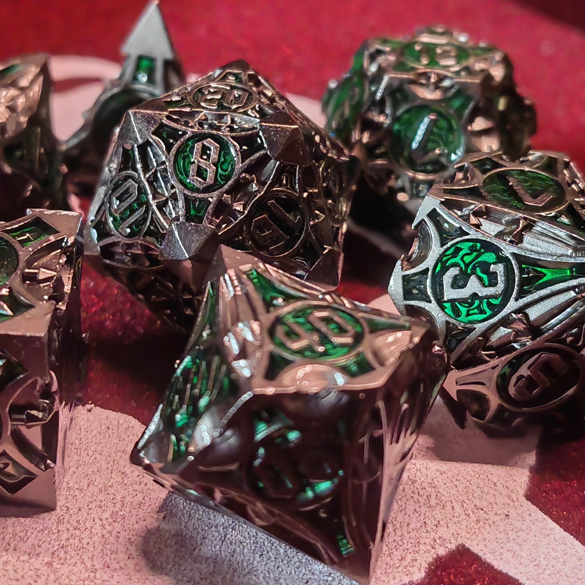 Magic Snake Metallwürfel Grün | Set 7-Teilig